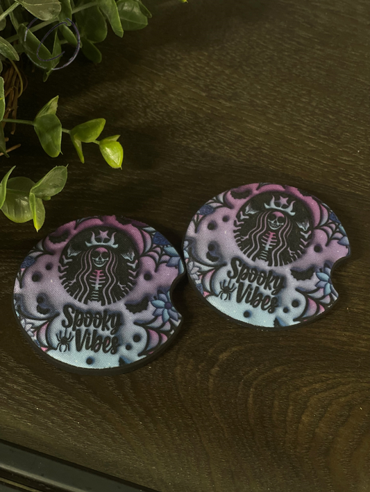 Spooky Vibes Inflated Car Coaster Set